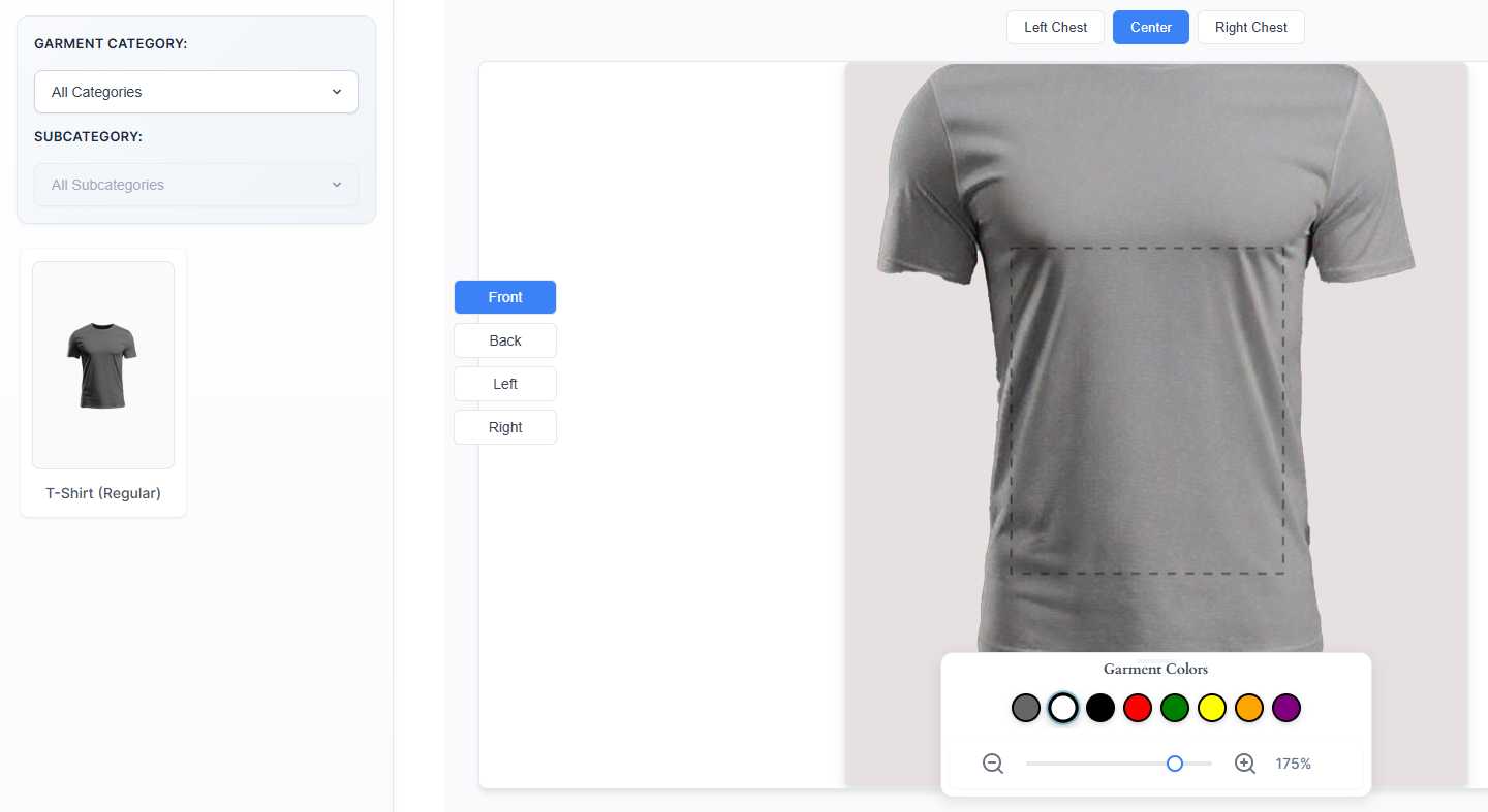 Garment selection grid